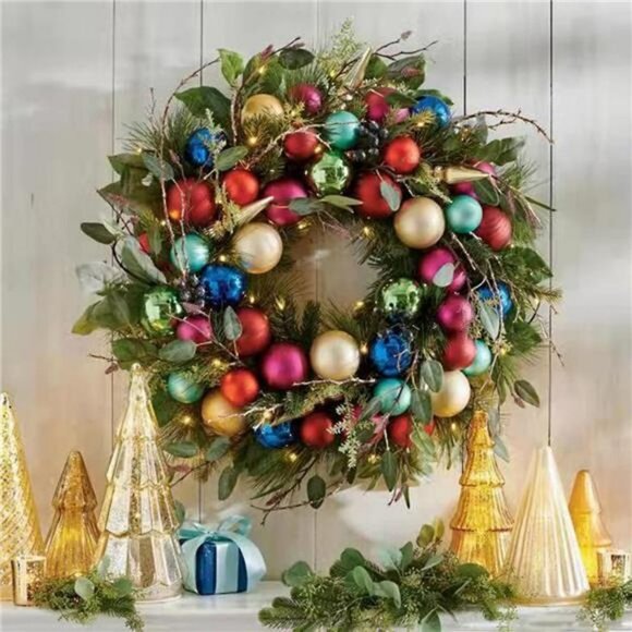 Artificial Christmas Wreaths for Front Door Home Decorations, 15.8 inches - Picture 3 of 4